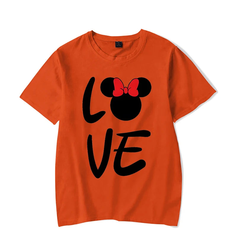 Couple Matching Outfits T-shirt LOVE Cute Cartoon Mouse Printing Unisex T-shirts Casual Short Sleeves Honeymoon Travel Tee Shirt