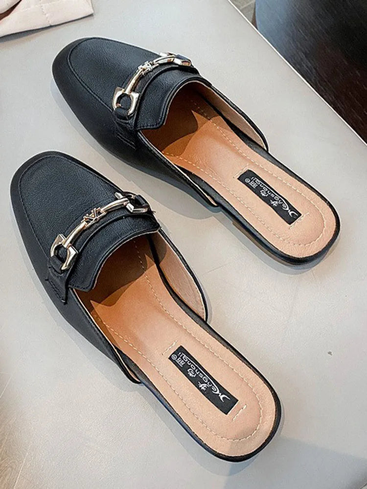 Sweet Black Female Mules Beach Outside Shoes Big Size