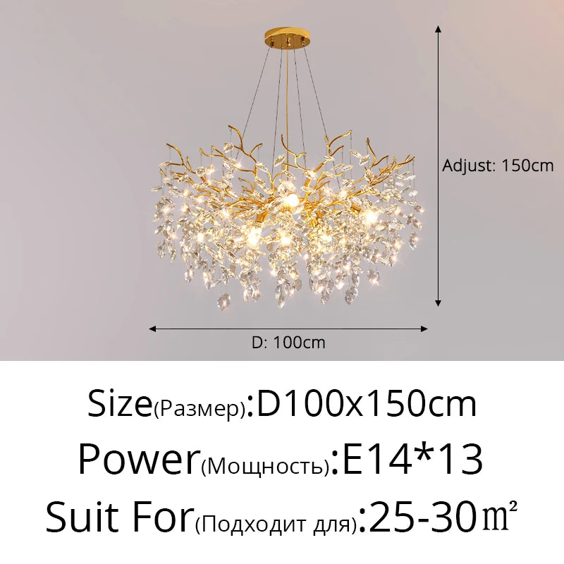 Christmas Water Drop Chandelier Used For Dining  Living Room Bedroom Study Room Golden Dimmable Remote Control Home Decoration