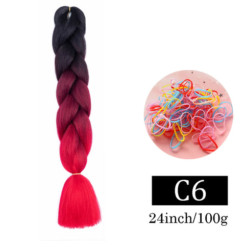 24 Inch Jumbo Braids Extensions Synthetic Braiding Hair Afro Ombre Color kanekalon Hair for Children Braid