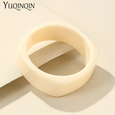 Vintage Acrylic Cuff Fashion Bracelets Bangles for Women New Trendy Blue Wide Geometric Resin Simple Bracelets Charm Jewelry