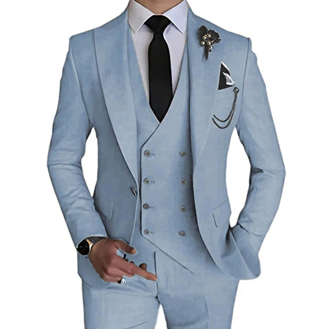 Wedding Suit Coat Pants Vest 3 Pcs Set Dress Blazers Jacket Trousers