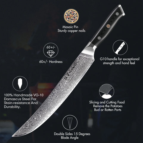 TURWHO Japanese Carving Knife Real 67 Layer Damascus Steel Cook Tools Sharp VG10 Core Kitchen Ham Cleaver Butcher Slicing Knives