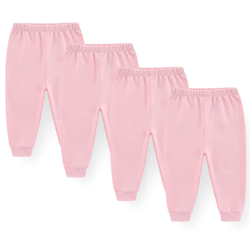 Elastic Waist Solid Cotton Newborn Baby Girls Pants