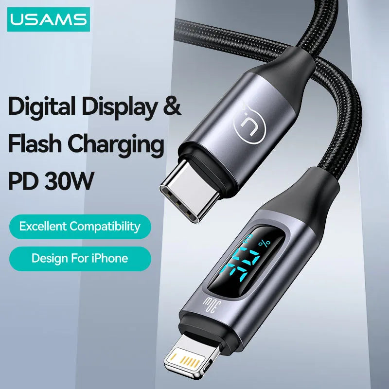 Type-C Cable Display Fast Charging Charger For iPhone