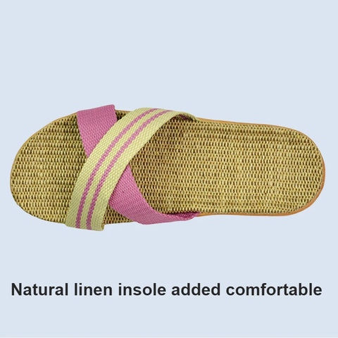 Natural linen slippers summer home indoor sandals