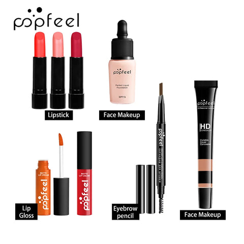 Makeup Combo Set Eyeshadow Lipstick Eyebrow Pencil Eyeliner Concealer Mascara Foundation Isolation Brush Makeup Korean Cosmetics