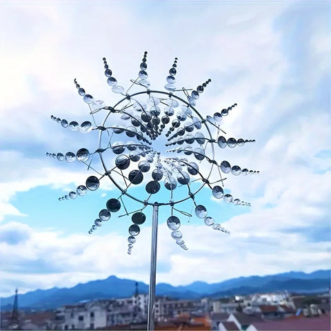 Creative Courtyard Garden Lawn Decoration Unique Wind Collector Magical Kinetic Energy Metal Windmill Rotator