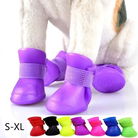 4Pcs Pet WaterProof Rainshoe Anti-slip Rubber Boot Pet Accessories For Small Medium Large Dogs Cats Outdoor Shoe Dog Ankle Boots