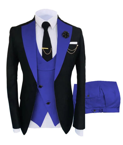 Men Suits 3 Pieces Tailored Best Man Groom Wedding Tuxedo Slim Fit Jacquard Two-color Blazer Jacket  Vest Pants Tuxedo Clothing