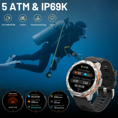 2024 KOSPET TANK T3 Ultra GPS Smart Watch For Men Smartwatch Women 470mAh Battery Digital Fitness AMOLED AOD Bluetooth Watches