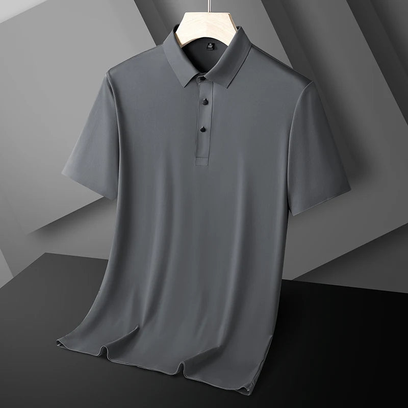 Summer Men Polo Shirt Cool Thin T Shirt Zipper