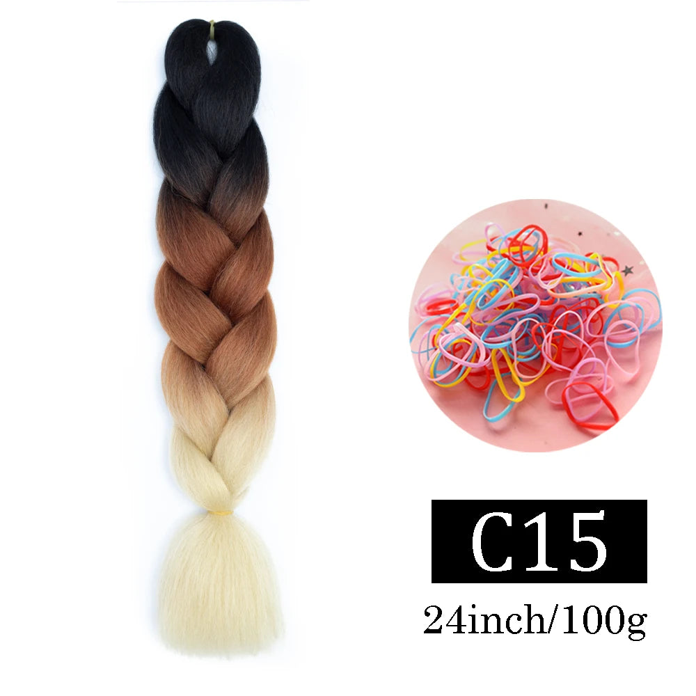 24 Inch Jumbo Braids Extensions Synthetic Braiding Hair Afro Ombre Color kanekalon Hair for Children Braid