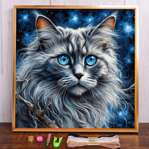 Animal Pet Cat Pre-Printed Cross-Stitch Embroidery Full Kit DMC Threads Painting Knitting Needlework Sewing Sales Magic Mulina