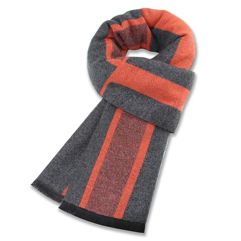 Luxury Scarf Man Winter Warm Wool Scarf For Men Cashmere Silk Scarves Casual Plaid Business Male Long Pashmina Shawls Muffler