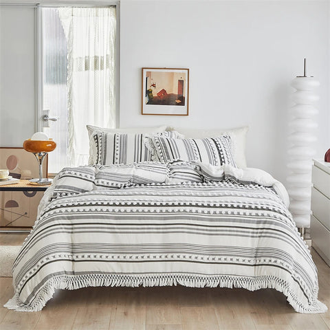 Striped Furball Double Duvet Cover Set 220x240 High