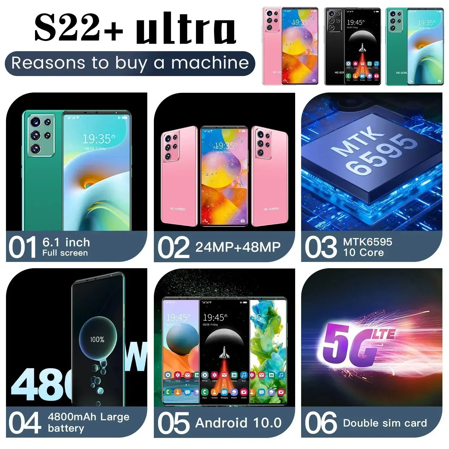 Brand New Original Smartphone S22 Ultra 4G/5G Phone 16GB+512GB Mobile Phone 24MP + 48MP Dual SIM cell phone Long-lasting Battery