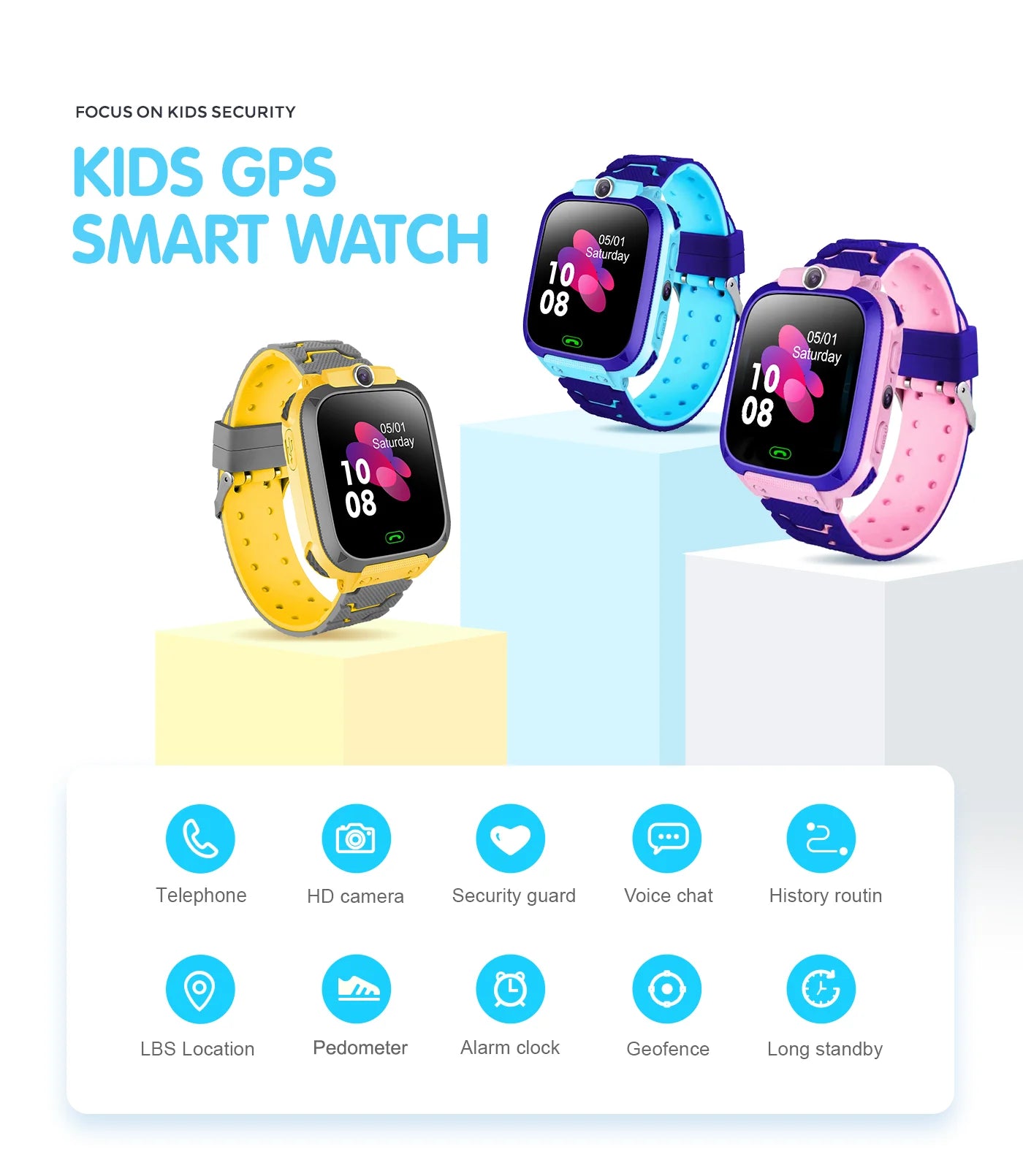 Kids Watches Call Kids Smart Watch Children GPS SOS Waterproof Smartwatch Clock SIM Card Location Tracker Child Watch For XIAOMI