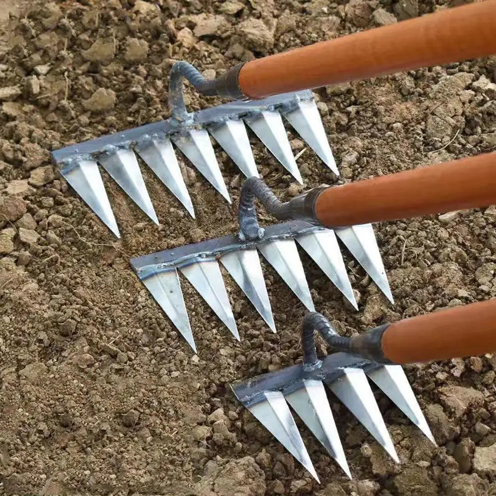 Gardening Hoe Weeding Rake Steel Farm Tool Grasping Raking Level Loosen Soil Harrow Clean Leaves Collect Weeds Agricultural Tool