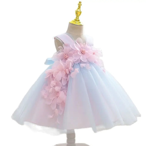 Yoliyolei Summer Gown Baby Dresses First Birthday Flower Toddler Girl Clothes ChildrenTulle Girl Kid's Dress For Party Casual