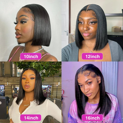 Brazilian 250% Bone Straight 13x4 Lace Front Wigs 13x6 Short Bobs Human Hair Frontal Wigs Pre Plucked 5x5 Glueless Closure Wig