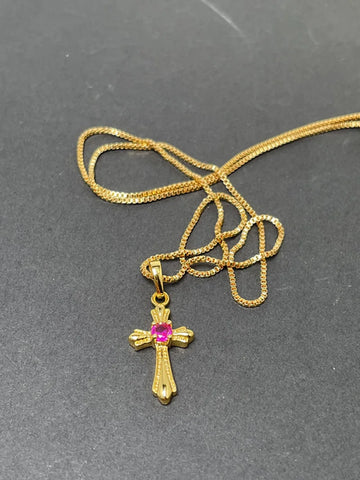 Korea Gold 24K Necklace Gold Plating Cross Necklace For Girls