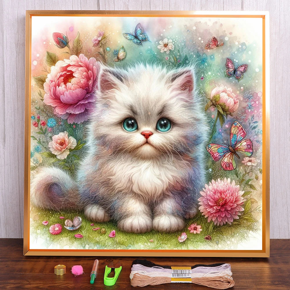 Animal Pet Cat Pre-Printed Cross-Stitch Embroidery Full Kit DMC Threads Painting Knitting Needlework Sewing Sales Magic Mulina