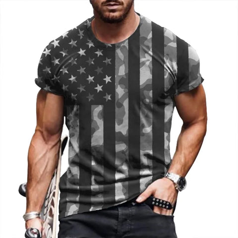 2022 Summer Funny Printed T-Shirt Men 6XL Fashion Oversized Casual Striped Shirt