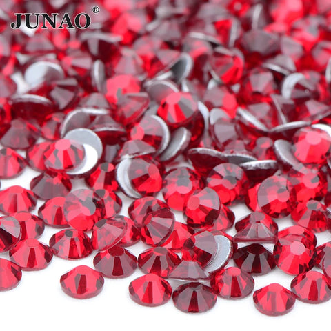 JUNAO 100Gross Bulk Packag SS6 SS10 SS12 SS16 SS20 SS30 AB Color Glass Rhinestones Non Hot Fix Flat Back Strass DIY Nail Stones