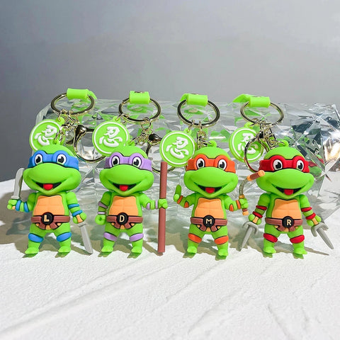 Anime Ninja Turtle Figure Keychain Teenage Mutant Ninja Turtles Raphael Donatello Doll Keyring Car Key Bag Ornament Gift