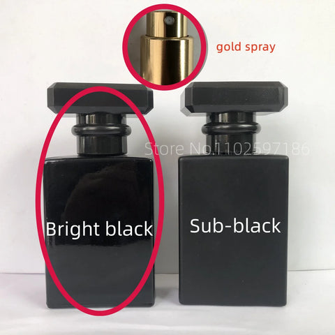 Perfume Separate Bottle Square Clear Portable Black Lid