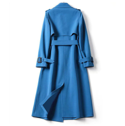 Solid Slim Fit Elegant England Style Long Outerwear Windbreaker Ladies Trench Coat