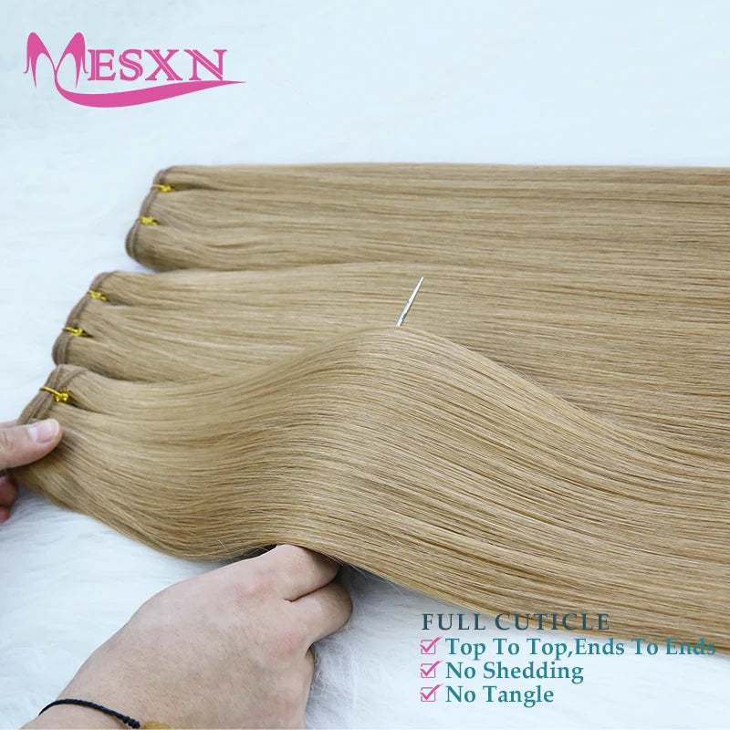 High Quality  Human Hair Wefts Extensions Hair Weaves Bundles Real Human Natural Hair  Straight  Black Brown Blonde very thick