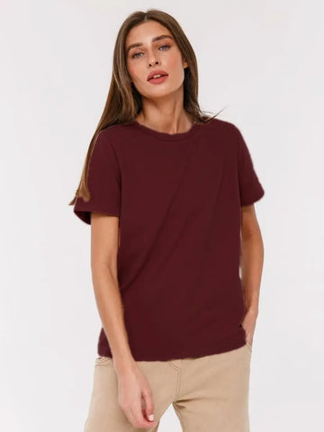Basic Fashionable Solid Lady Short Sleeve Loose Tops Shirts