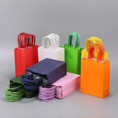 10PCS Candy Colorful Shopping Bags Kraft Paper