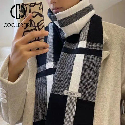 Winter Men Scarf Keep Warm Scarf Casual Fashion Brand Designers Knit Neckerchief Patchwork Wool Cashmere Scarf Shawl Wrap AC2228