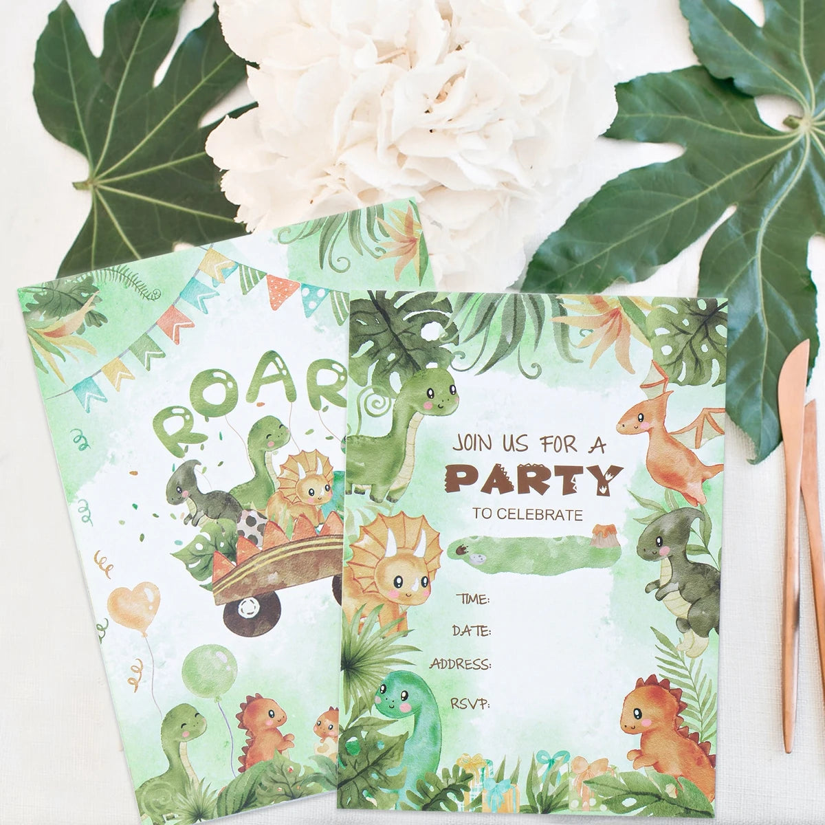 Animals Theme Dinosaur Pattern Invitation Card