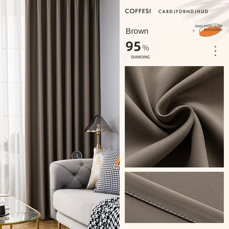 Modern Living Room Large Curtains Light Luxury Bedroom Full Blackout Curtain Hotel Sunscreen Drape Thick Drapes High Shading 90%