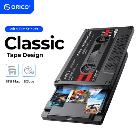 ORICO 2.5" External Hard Drive Enclosure, USB 3.0 SATA 5Gbps HDD & SSD Tape Enclosure With DIY Sticker UASP for PC Notebook