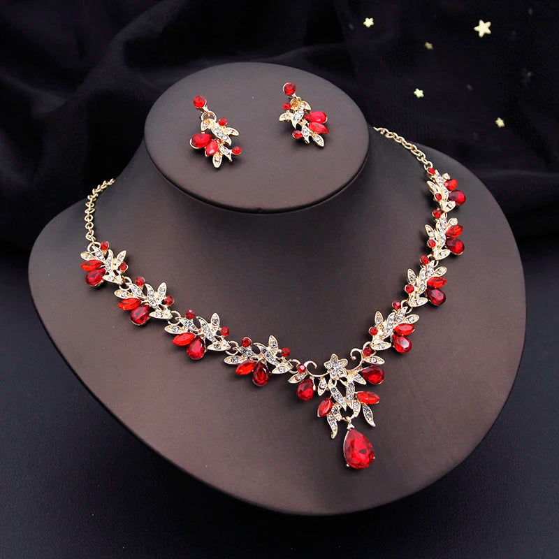 Water drop Butterfly Bridal Jewelry Sets for Women Earring Necklace Set Rhinestone Crystal Wedding Jewelry Sets 3 Pcs Gifts