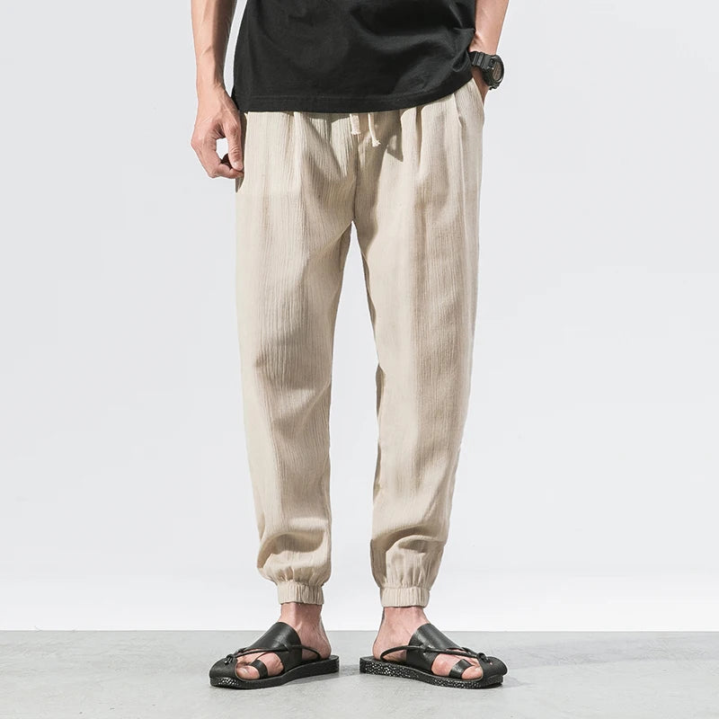 Cotton Linen Casual Harem Pants Men