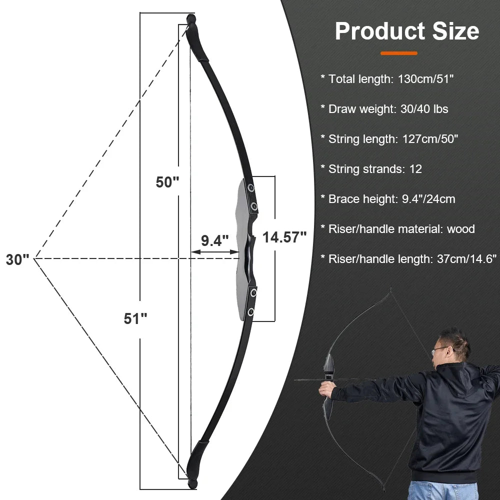 1pc Archery Recurve Bow Take-Down Straight Draw Bow For Children Adults Beginner Shooting Practise Hunting Game Accessories