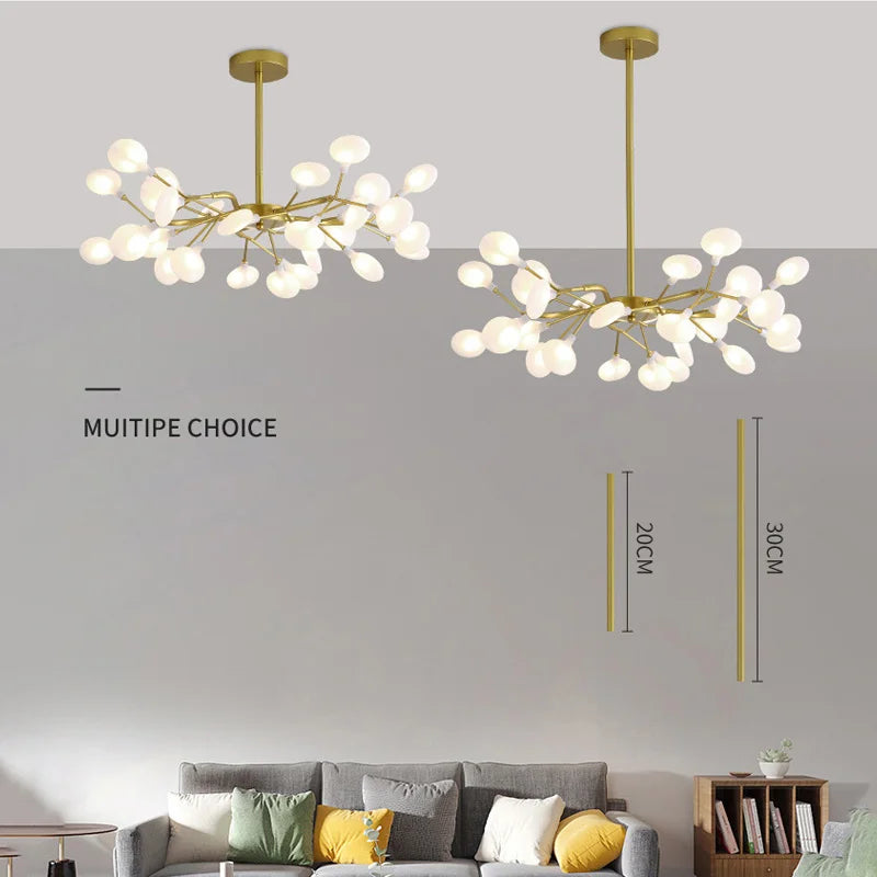 Nordic Gorgeous Firefly Lamp Home Indoor Lighting Luxurious Decor Hanging Lamp Modern LED Chandelier Living Room Bedroom Kitchen