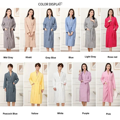 100% Cotton Couples Long Thick Absorbent Terry Bath Robe