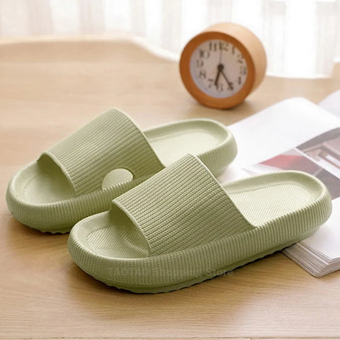 Women Bathroom Slippers Cloud Cushion Slides Summer Flat Sandals Thick Platform Shoes Man Indoor Non-Slip Flip Flops Couple Shoe