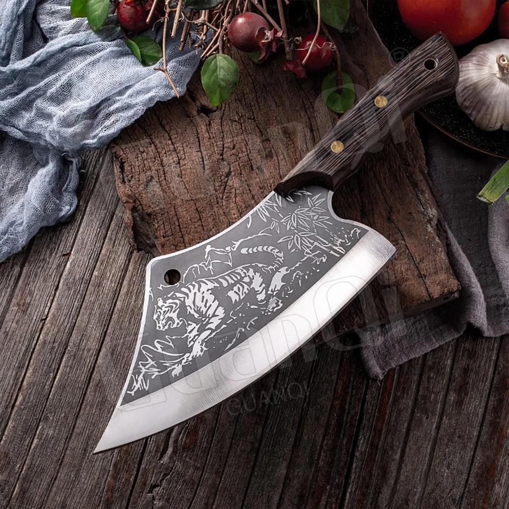 High Hardness Butcher Knife Stainless Steel Tiger Pattern Kitchen knife Bone Chopper Cleaver Meat Knives Knock The Bones