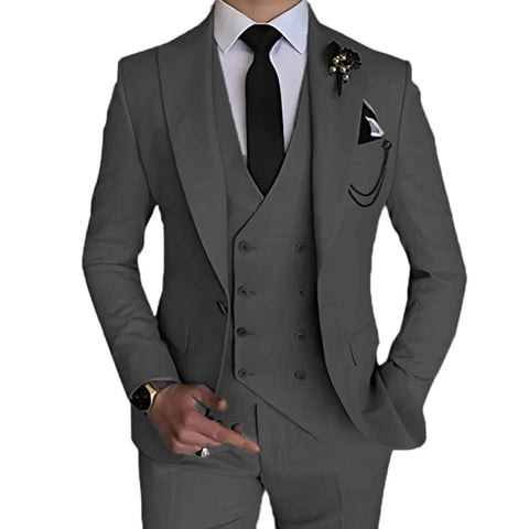 Wedding Suit Coat Pants Vest 3 Pcs Set Dress Blazers Jacket Trousers