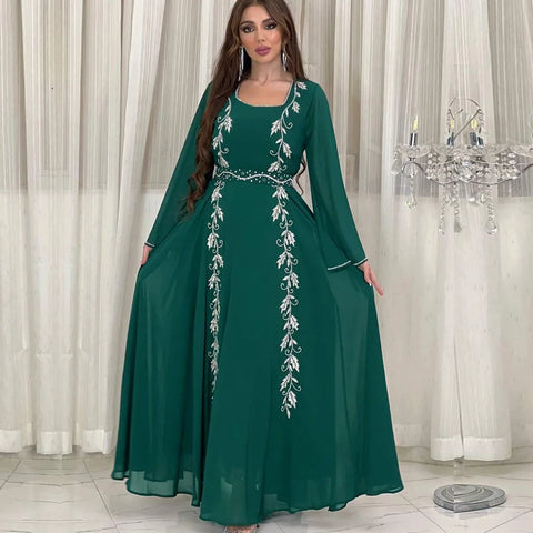 Ramadan Embroidery Abaya for Women Eid Mubarak Djellaba Marocain Jalabiya Saudi Arabic Robe Dubai Turkey Kaftan Islamic Clothing