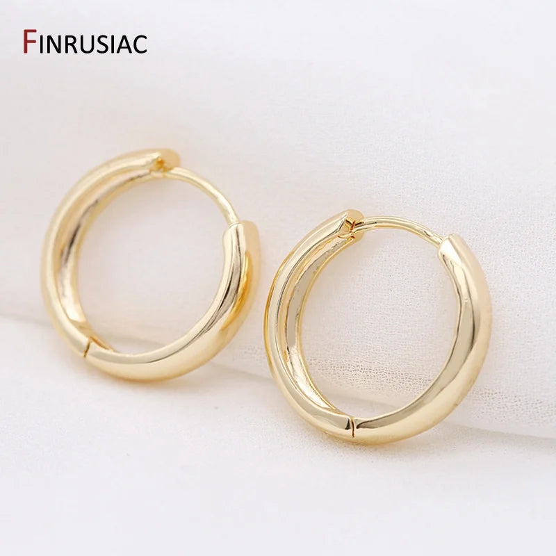 New Trendy Real Gold Plated Round Hoop Earrings For Women Girls Ladies Big Hoops Gold Circle Ring Earrings Party Gift