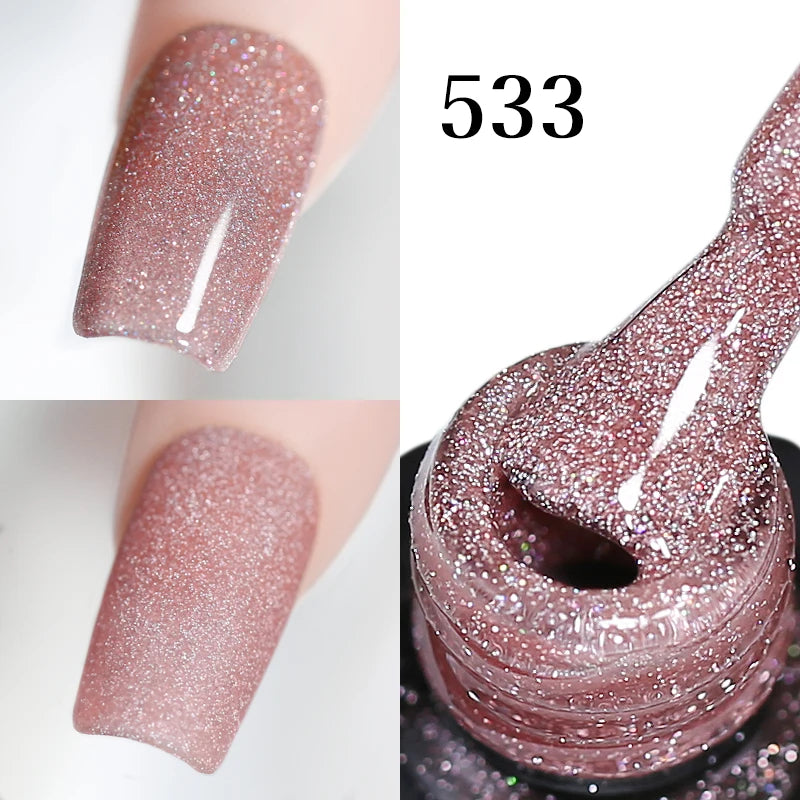 LED UV Sparkling Glitter Semi Permanent Hybrid Nail Art For Base Top Coat